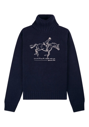 Sporty & Rich illustration turtleneck sweater - Blue