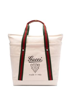 Gucci large printed canvas tote bag - White
