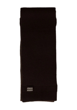 Miu Miu logo-intarsia cashmere scarf - Brown
