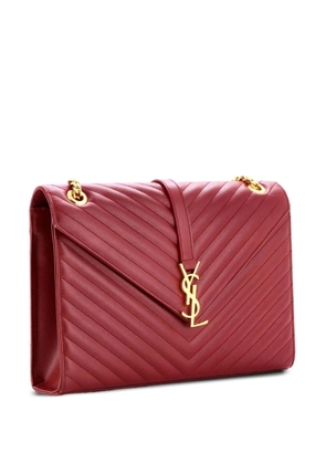 Saint Laurent Pre-Owned Classic Monogram Envelope Satchel Matelasse Chevron Leather Large shoulder bag - Red
