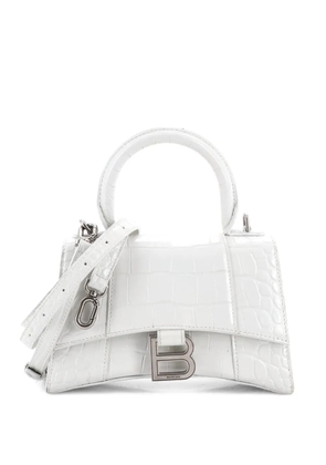 Balenciaga Pre-Owned Hourglass Top Handle Bag Crocodile Embossed Leather XS satchel - White