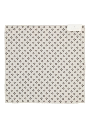 Brunello Cucinelli geometric-pattern silk pocket square - Neutrals