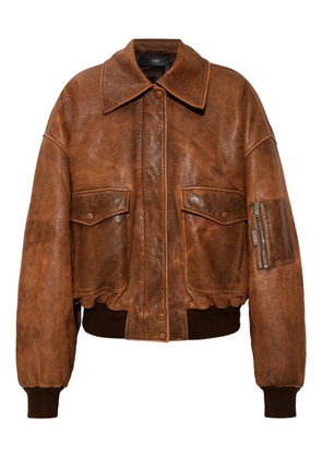 AMIRI pockets zip-up leather jacket - Brown