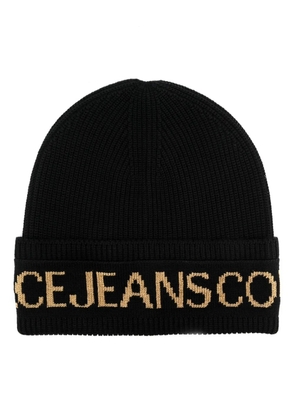 Versace Jeans Couture logo-print ribbed-knit beanie - Black
