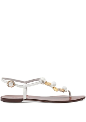 Dolce & Gabbana bead-embellished sandals - White