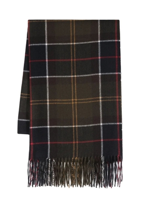 Barbour check-pattern fringed scarf - Green