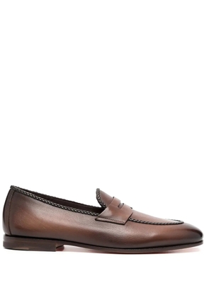 Santoni leather penny loafers - Brown