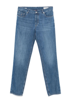 Brunello Cucinelli logo-embroidered jeans - Blue