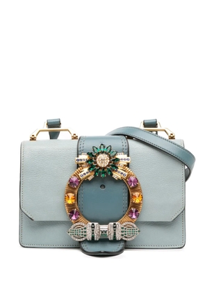 Miu Miu Pre-Owned 2010-2025 Goatskin Madras Soft Calf Crystal Embellished crossbody bag - Blue