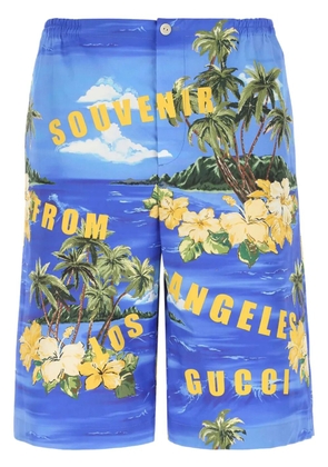 Gucci graphic-print high-waisted shorts - Blue