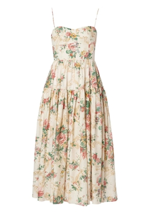 ERDEM floral-print linen dress - Neutrals