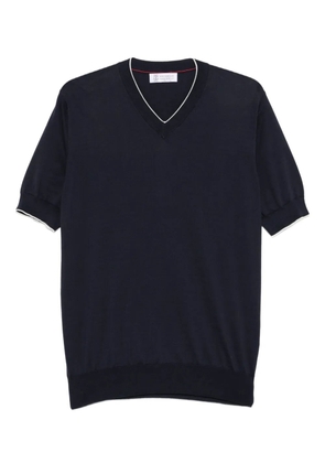 Brunello Cucinelli V-neck short-sleeve cotton T-shirt - Blue