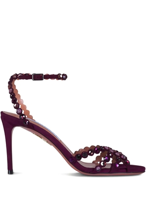Aquazzura 90mm embellished scalloped-edges heeled sandals - Red