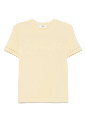 FENDI logo-embroidered T-shirt - Yellow