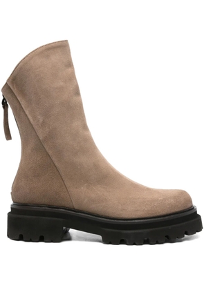 Thea Mika zip-detail calf suede boots - Neutrals