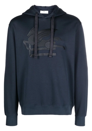 ETRO logo-embroidered cotton hoodie - Blue
