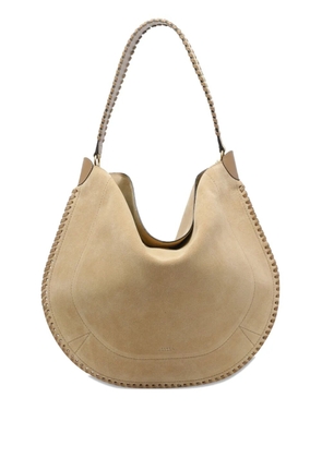 ISABEL MARANT Oskan braided-trim suede shoulder bag - Neutrals