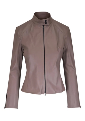 KZ_K STUDIO zip-up leather jacket - Brown