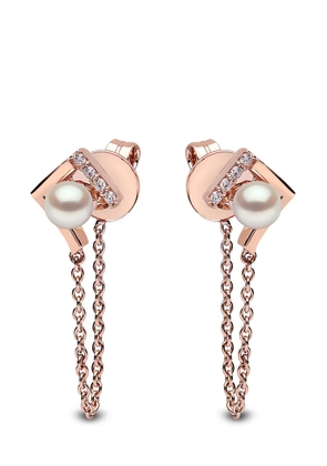 Yoko London 18kt rose gold Trend freshwater pearl and diamond earrings - 9