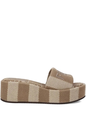 FENDI 60mm Sunshine striped platform sandals - Neutrals