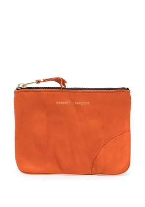 Comme Des Garçons Wallet washed zip-up leather pouch - Orange