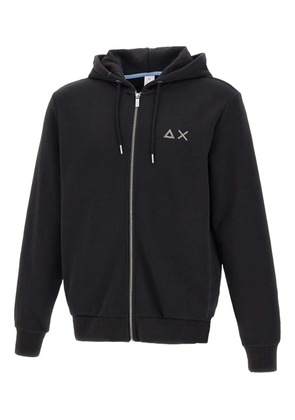 Sun68 zip-up embroidery-logo hoodie - Black