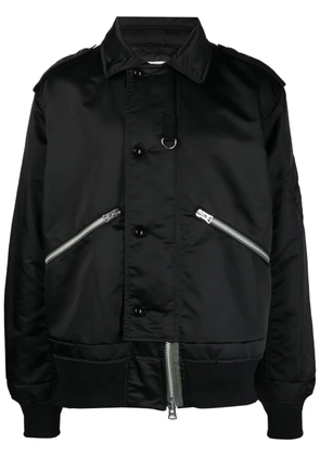 sacai zip-up cotton-blend bomber jacket - Black