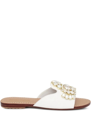 MYSTIQUE crystal-embellished leather sandals - White