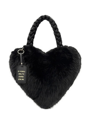 LE PANDORINE heart-shaped faux-fur tote bag - Black