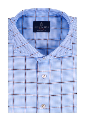 EMANUEL BERG checked-pattern long-sleeve shirt - Blue