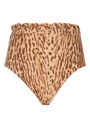 ZIMMERMANN Cascadian leopard-print high-waist bikini bottom - Brown