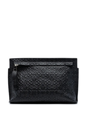 Loewe Pre-Owned 2015 Embossed Leather Anagram Repeat T clutch bag - Black
