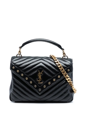 Saint Laurent Pre-Owned 2017 Medium Chevron Studded Calfskin Monogram College satchel - Black