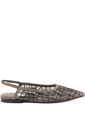 Brunello Cucinelli beaded ballerina pumps - Brown