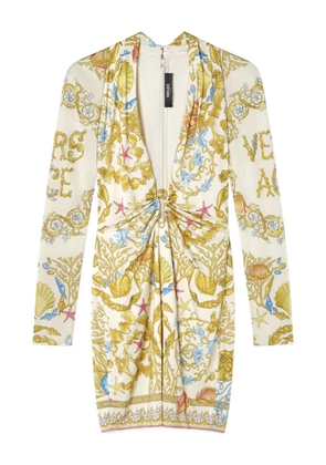 Versace Safety Pin Underwater Barocco mini dress - White