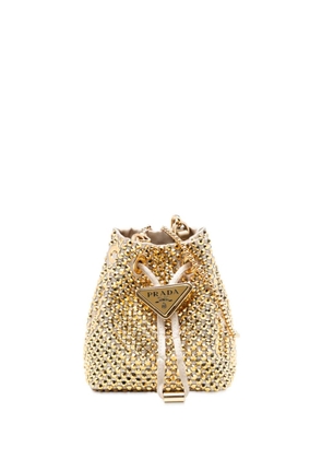 Prada Pre-Owned 2019-2025 Mini Re Nylon Crystal Embellished Drawstring bucket bag - Gold