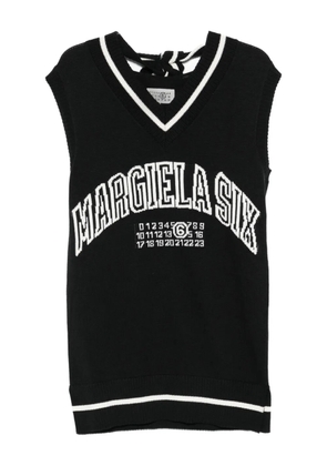 MM6 Maison Margiela V-neck logo-embroidered vest - Black
