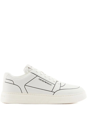 Emporio Armani logo-detail leather sneakers - White