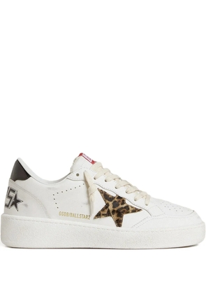 Golden Goose leather leopard-print star sneakers - White