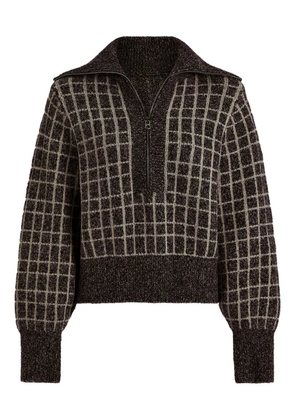 Varley Furley half-zip checked-pattern sweater - Grey