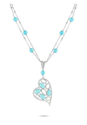 LB Exclusive 18K white gold Heart diamond and turquoise necklace - Silver
