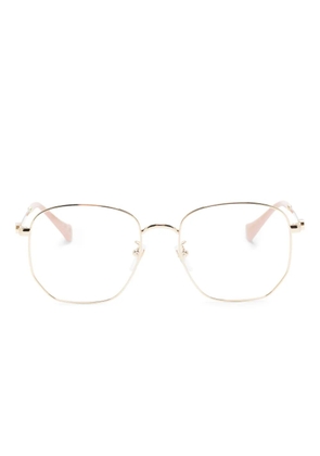 Gucci Eyewear round-frame logo-plaque glasses - Gold