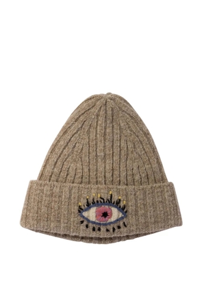 KAPITAL eye-embroidered beanie hat - Neutrals
