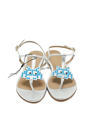 Anya Hindmarch leather appliqué flat sandals - Silver