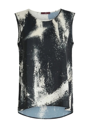 High Cue spray-effect print satin top - Black