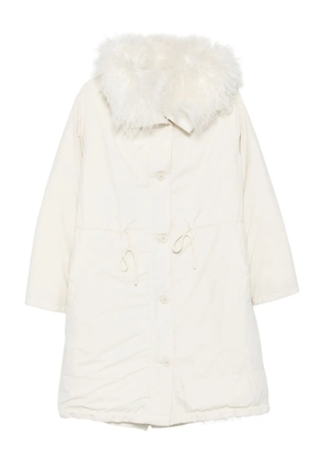 Yves Salomon fur-collar buttoned jacket - White