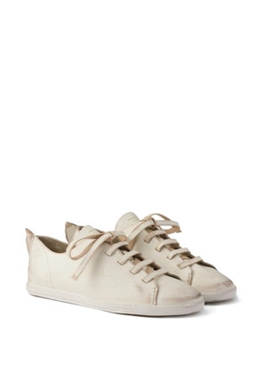 Prada lace-up leather sneakers - Neutrals