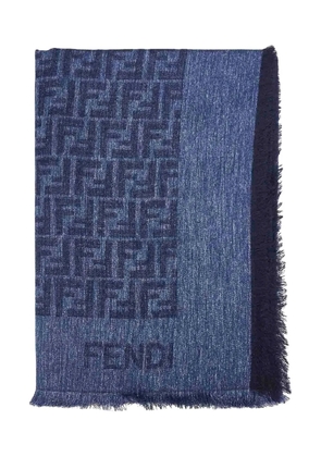 FENDI FF fringed scarf - Blue