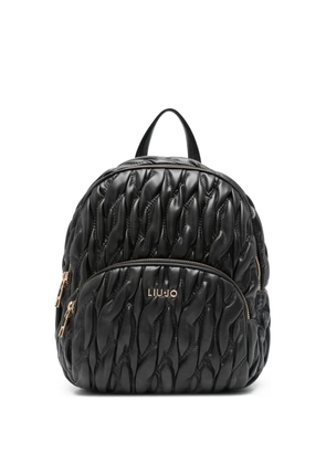 LIU JO logo-plaque quilted backpack - Black