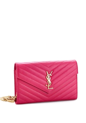 Saint Laurent Pre-Owned Classic Monogram Wallet on Chain Matelasse Chevron Leather Medium crossbody bag - Pink